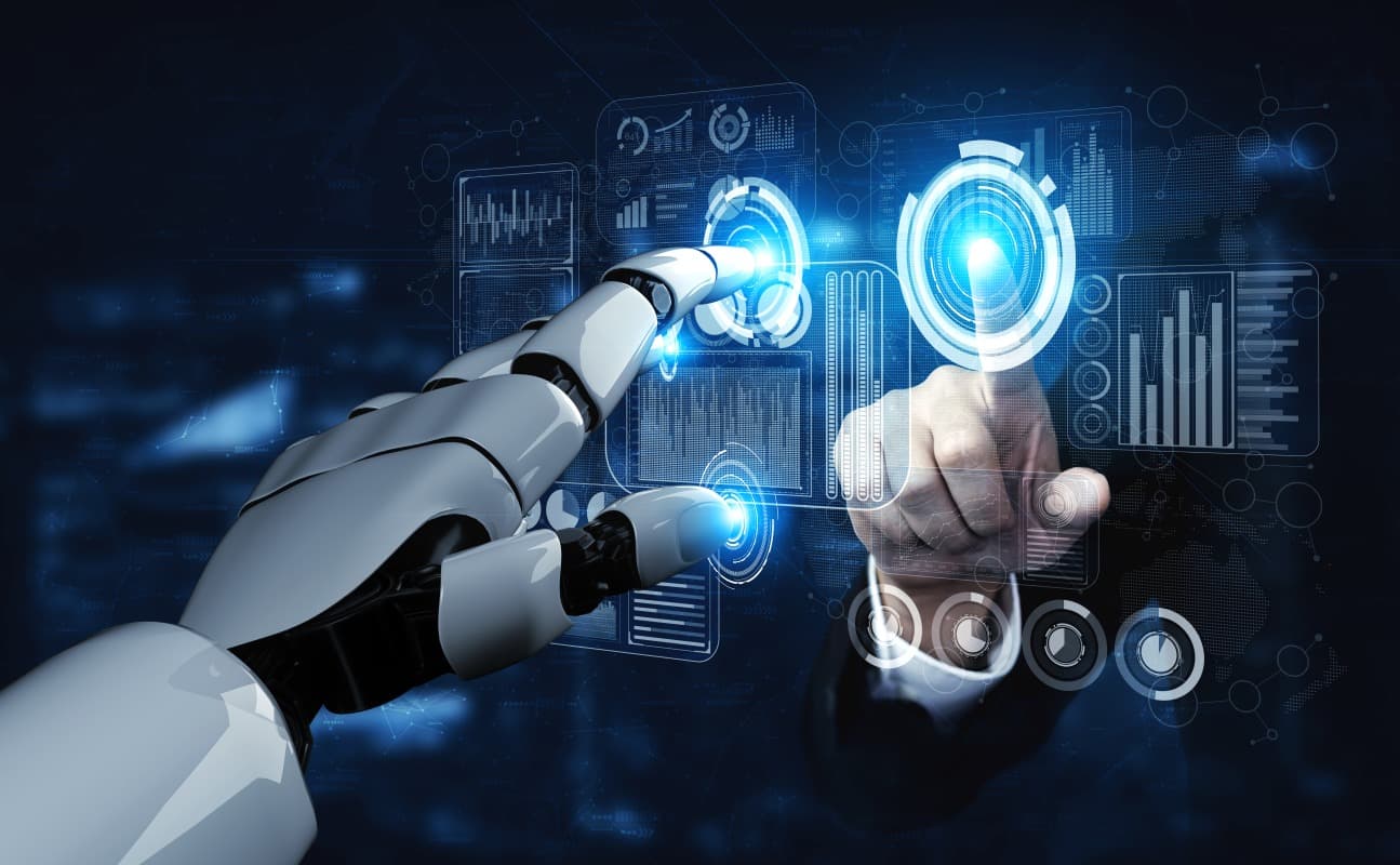 Technology professionals reviewing an AI strategy and operating model